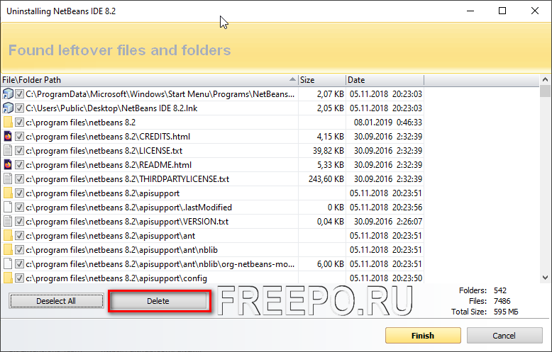 Revo Uninstaller files delete
