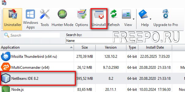 Revo Uninstaller app for remove