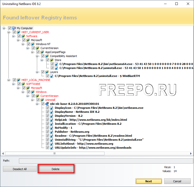 Revo Uninstaller regedit