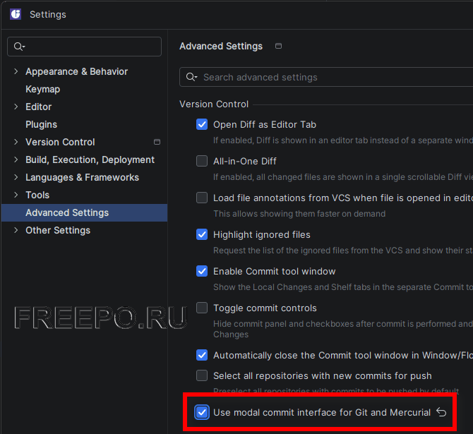 openide local changes settings