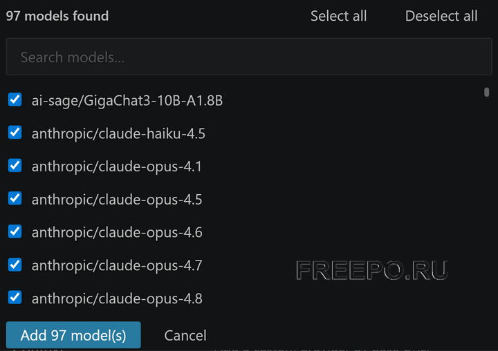 kilocode custom model select