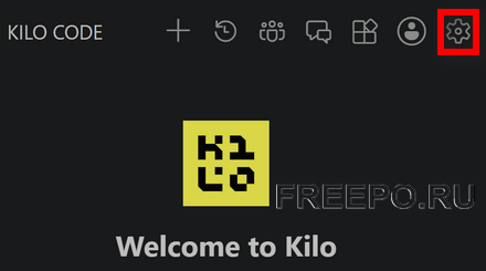 kilocode settings button