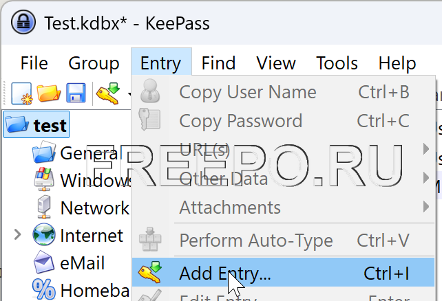 keepass entry