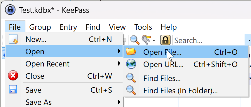 keepass open db